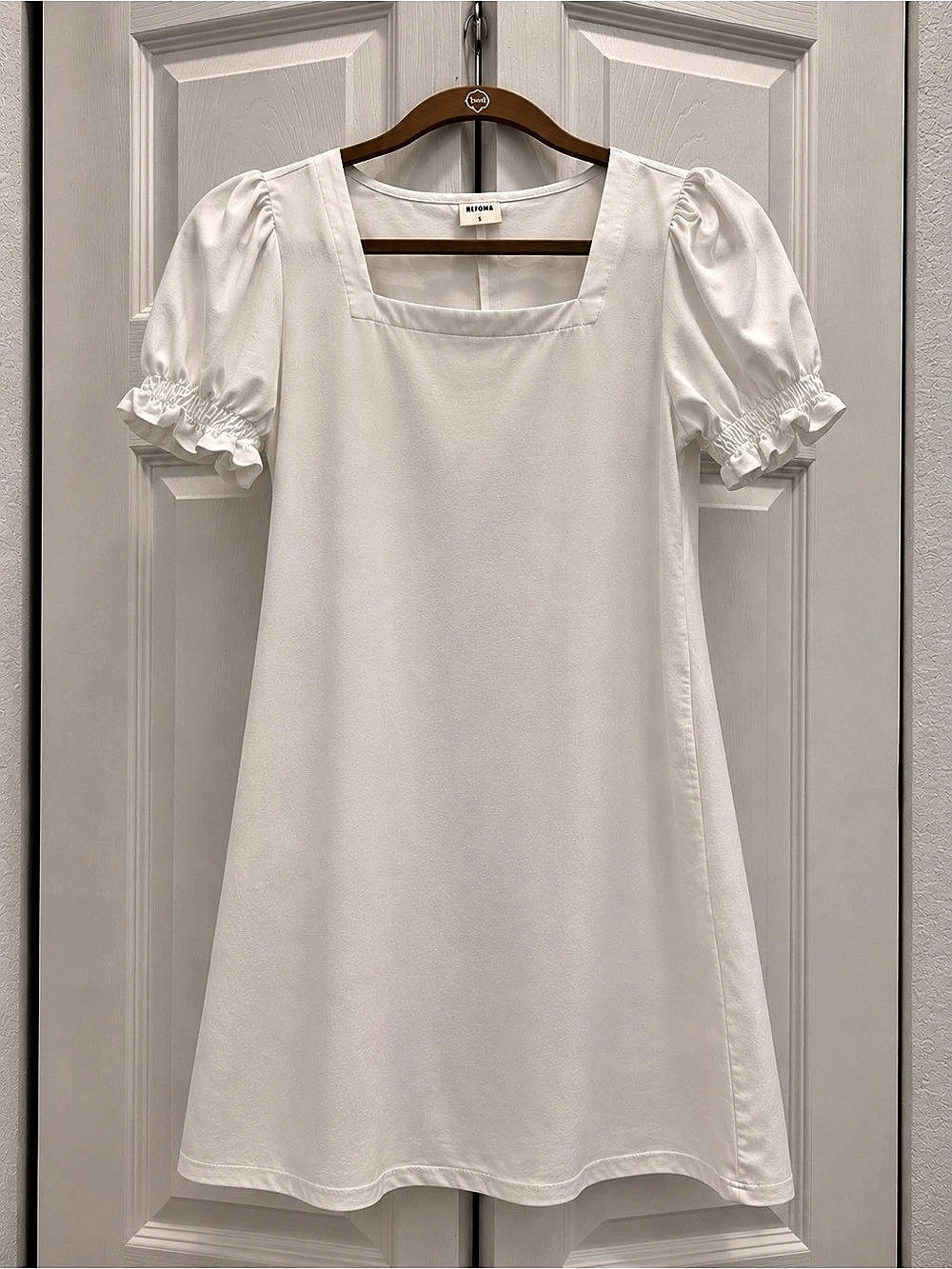 White Puff Sleeve Mini Dress